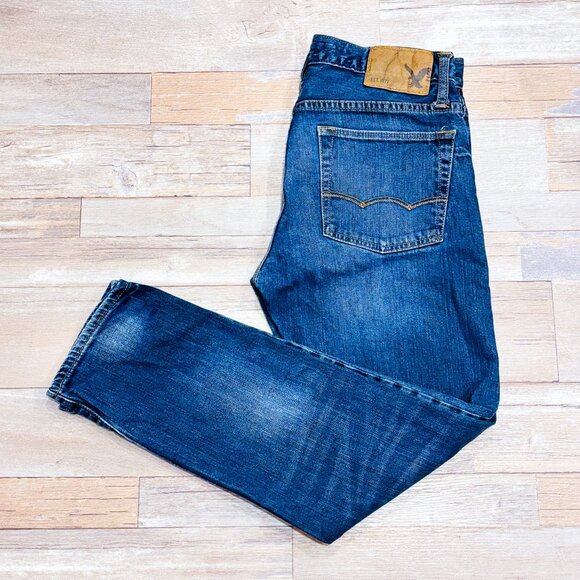 AMERICAN EAGLE Dark Wash Slim Jeans | Men’s Blue Faded Denim | Size 30x30 * - Picture 5 of 10
